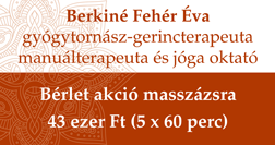 Berkiné Fehér Éva - bérlet akciós masszázsra